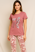 Women's Summer Pajama with Floral Top and Pants