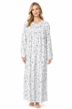 Women's Long Nightgown with Sleeves and Buttons