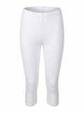 White cropped leggings shown on a headless mannequin form against a plain white background.