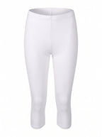 White cropped leggings shown on a headless mannequin form against a plain white background.