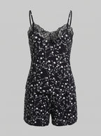 Women's Floral Lace Trim Shorts Set