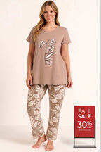 Women's Summer Pajama with Floral Top and Pants