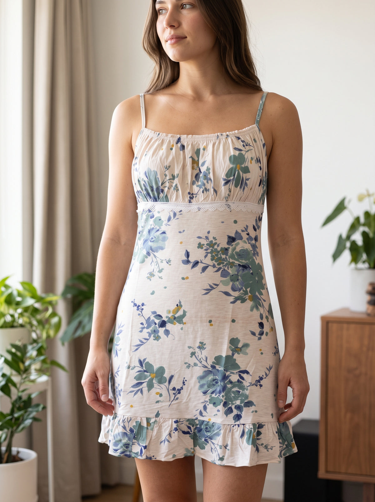 Flora Chic Floral Dress with Ruffles and Lace
