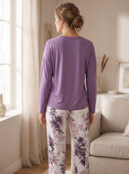 Women's Pajamas Purple Top and Floral Pants