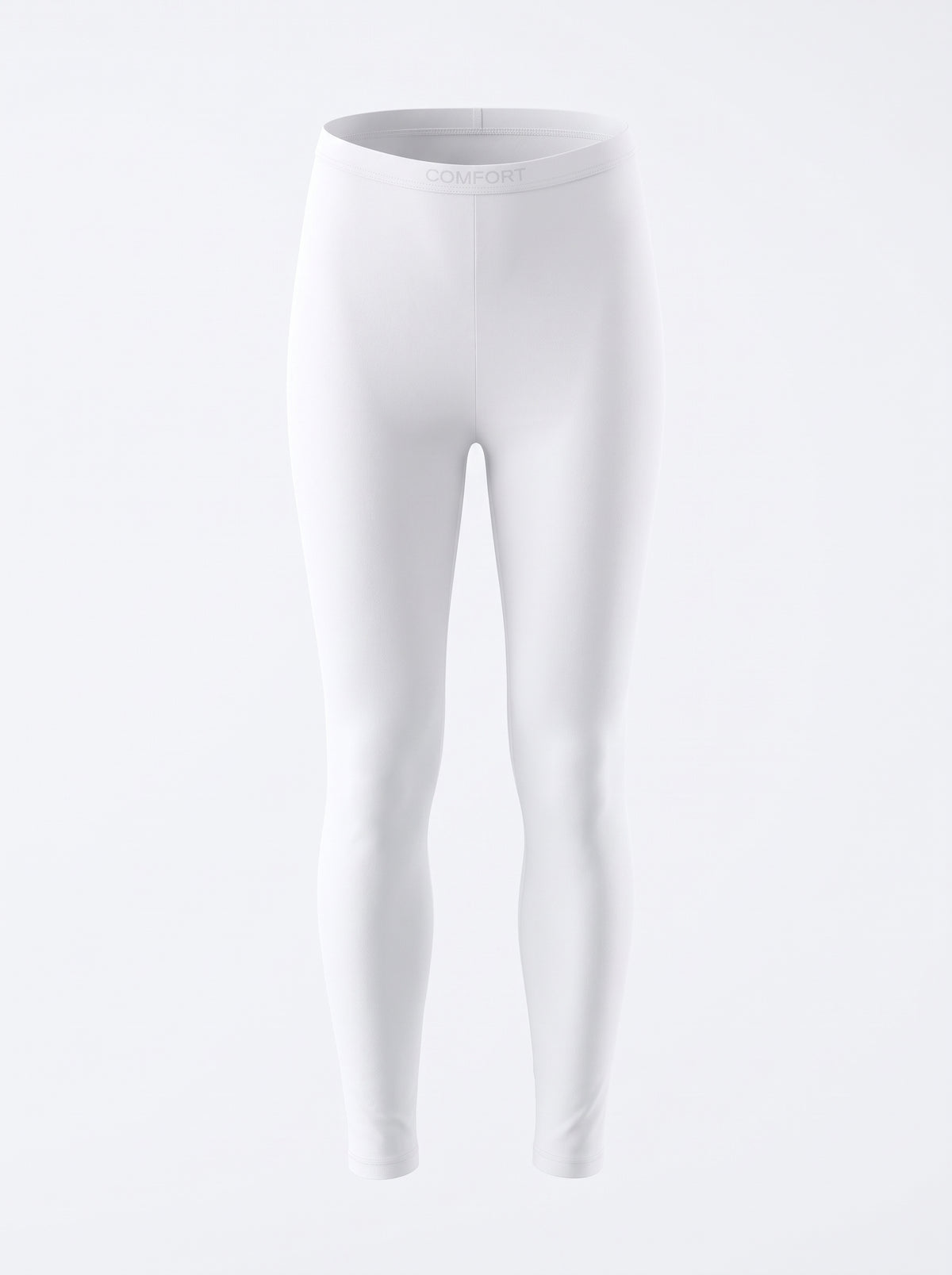White seamless leggings shown on a ghost mannequin against a clean white background.
