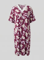 Women's home dress with floral print and lace