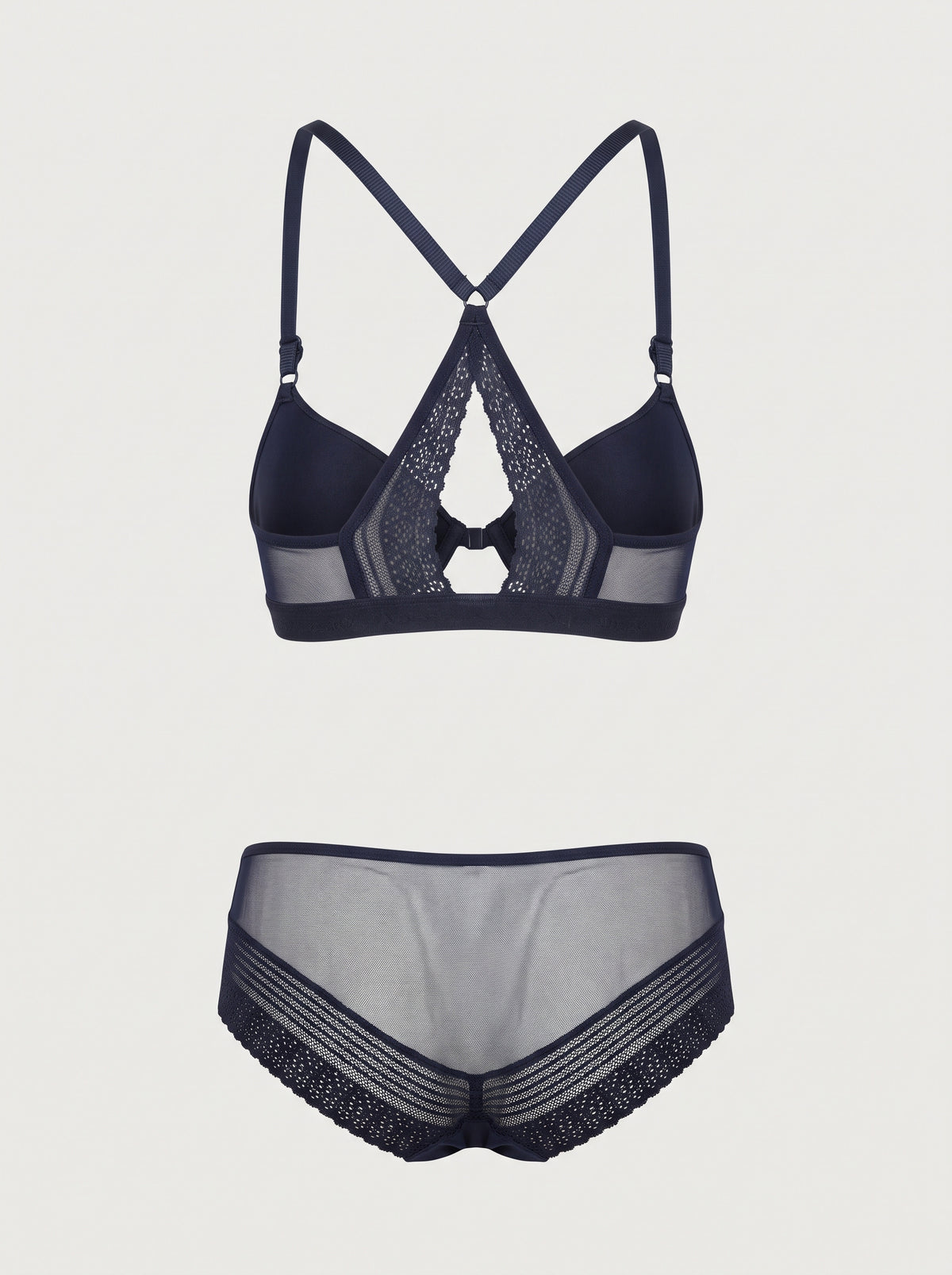 Lasso Black Lingerie Set with Push-Up Bra and Lace Shorts