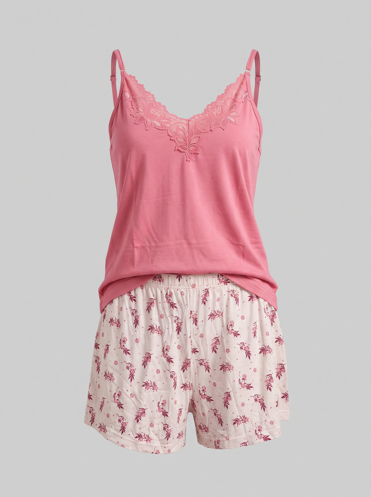 Women's Viscose Shorts Pajamas with Straps and Lace