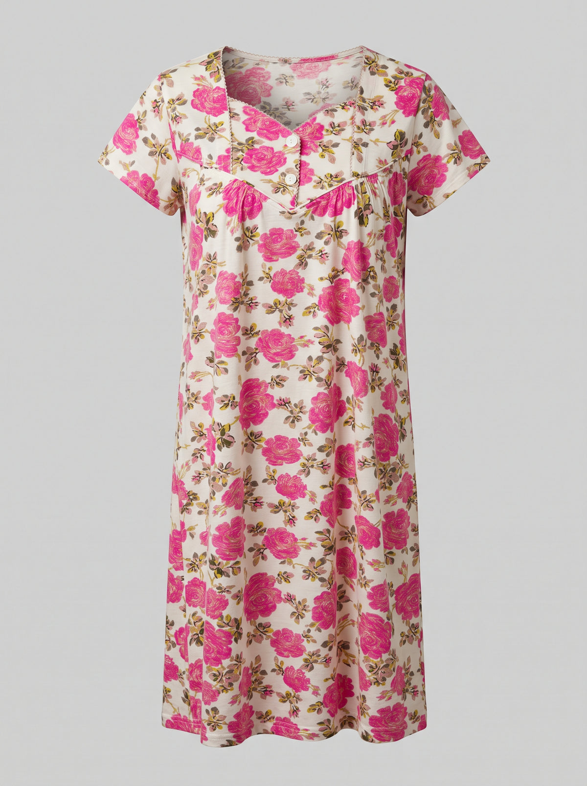 Women's Cotton Lycra Floral Nightgown