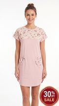 Women's pink home shirt with pockets and print