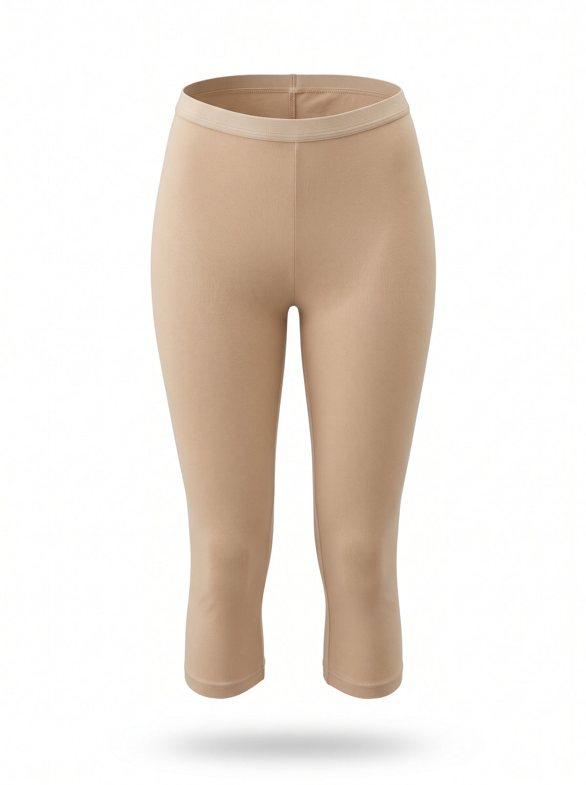 Skin-tone seamless capri leggings shown on a ghost mannequin against a plain white background.