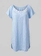 Soft Solid Lace Dress with Buttons