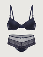 Lasso Black Lingerie Set with Push-Up Bra and Lace Shorts