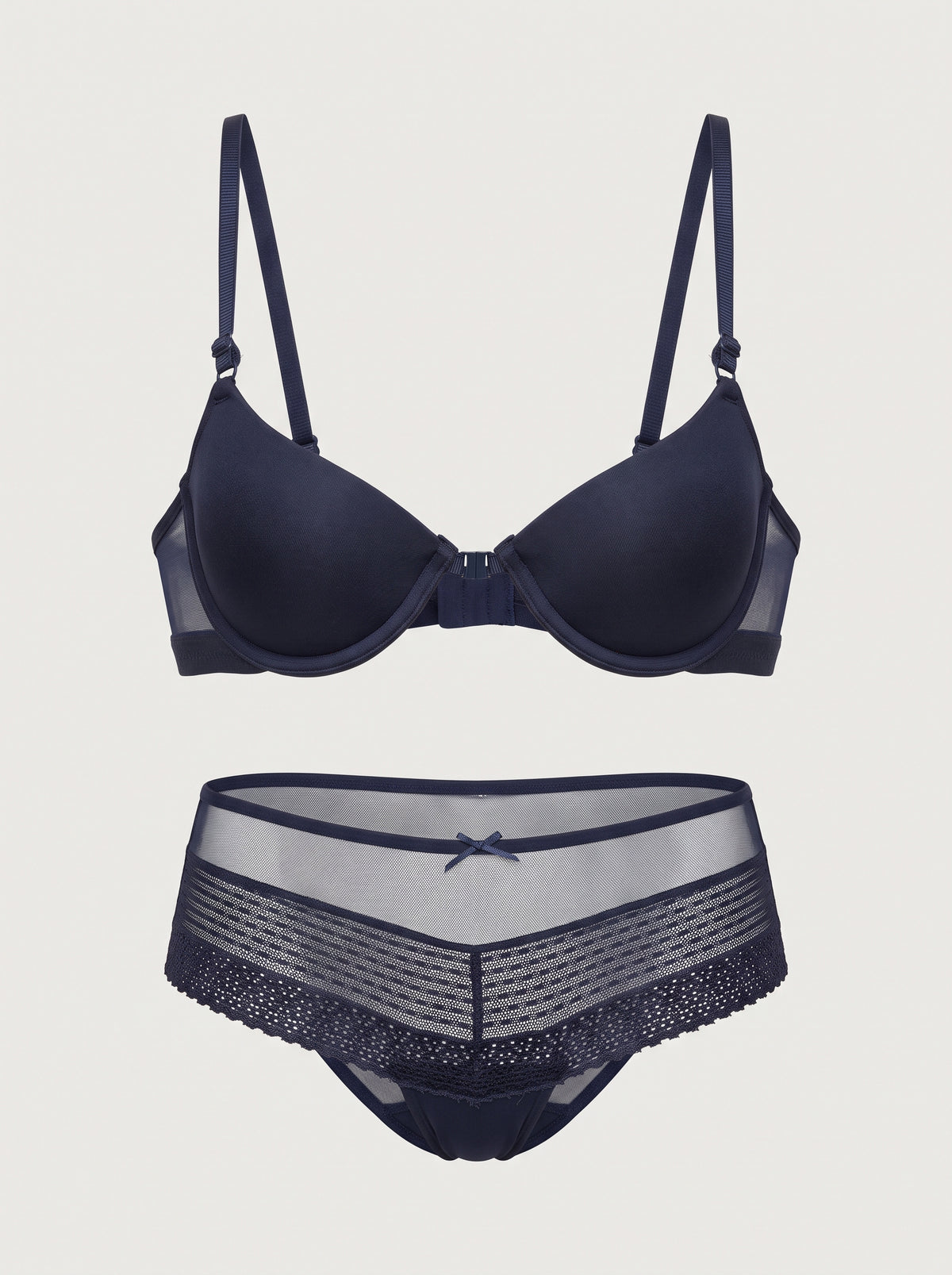 Lasso Black Lingerie Set with Push-Up Bra and Lace Shorts