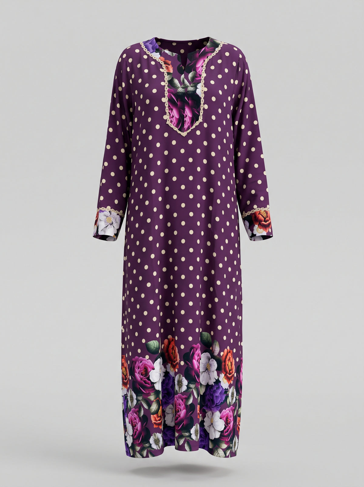 Long and comfortable women's long-sleeve viscose dress   