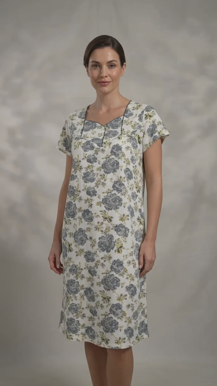 Women's Cotton Lycra Floral Nightgown